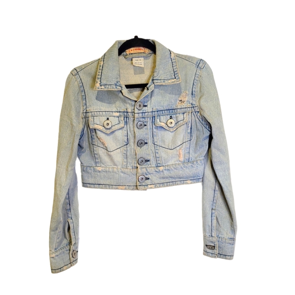 Z.CavaRicci Vintage Denim distressed cropped denim jacket